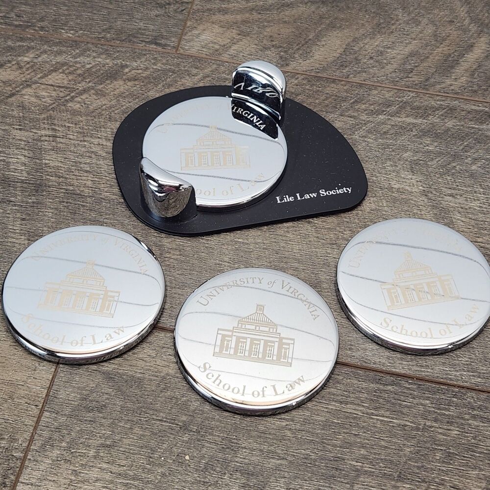 UVA Law Lile Law Society Metal Coaster Set w/Dock Holder University Of Virginia - Picture 2 of 6